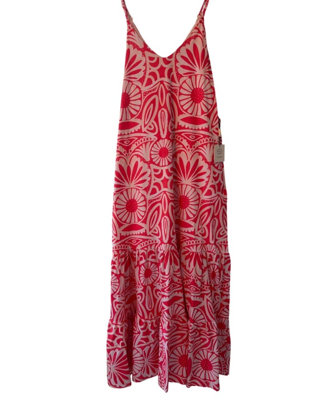 Anthropologie Peixoto Parker Pink White Floral Sleeveless Maxi Dress Size L - Picture 9 of 12